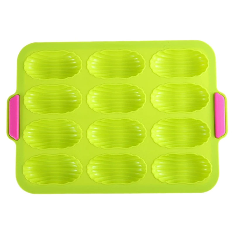 Silicone French Bread Mold 12 Even Tray Mini French Stick Bread Mold Cake Chocolate Baking Stencil-Green