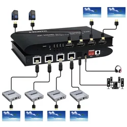 4K 2x6 HDMI Switcher Splitter 100M Audio Video Converter with 4 RJ45 CAT6 Cable Port Vs 4K 120M HDMI Ethernet Extender Receiver
