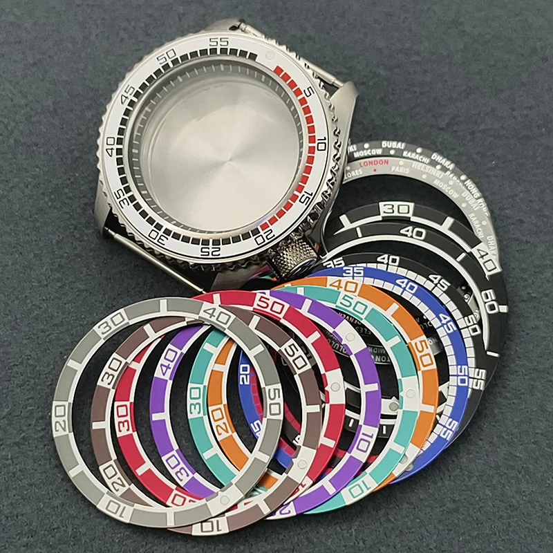 

42mm Silver SKX007 Watch Case Flat Sapphire Glass Fit 4R 6R NH35 NH36 7S Movement 28.5mm Dial Men's Watch Case Part Replace