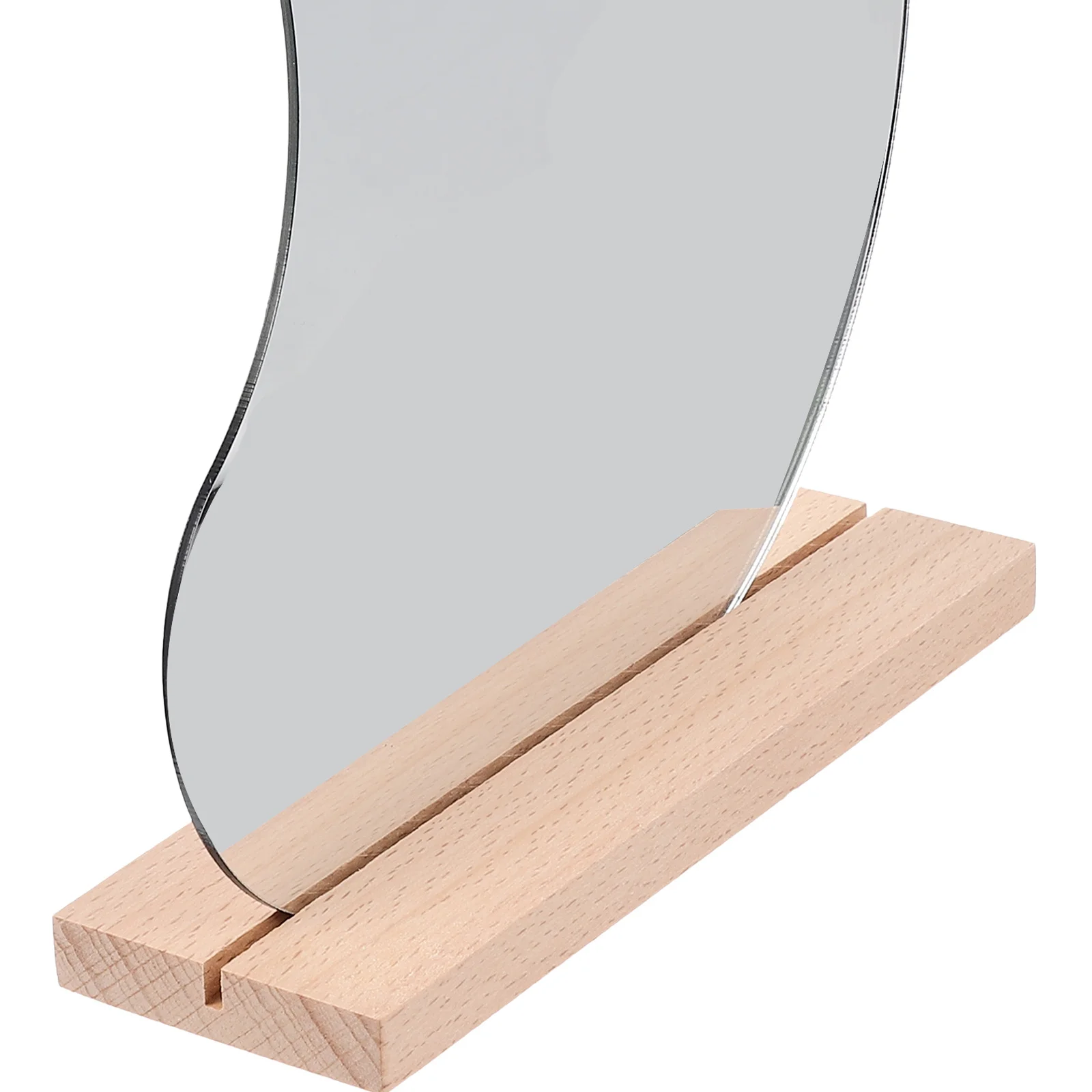 Irregular Shaped Acrylic Mirror Wooden Base Desktop Decor 124 Char Movable Makeup Mirror Aesthetic Desk Decor