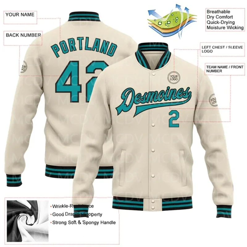 Custom Or Teal-Black Bomber Full-Snap Varsity Letterman Jacket