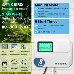 INKBIRD  8 Zones Indoor Outdoo Wi-Fi Smart Sprinkler Controller Programmable Irrigation Timer Seasonal Adjust&Rain Skip Free App