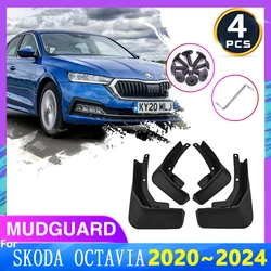 For Skoda Octavia 2020 2021 2022 2023 2024 4 PCS Car Mudflap Front Rear Mudguards Mud Flaps Splash Guards Mudguards Accessories