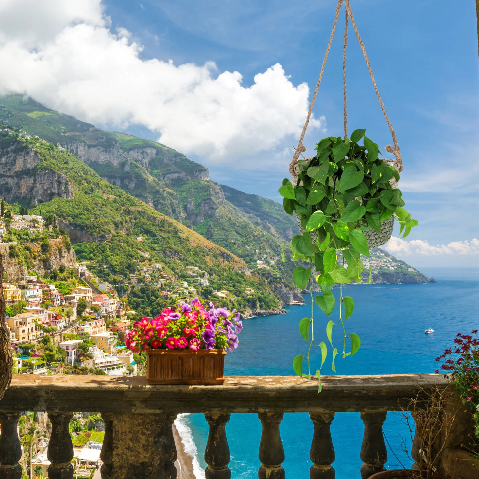 

1pc Woven Hanging Basket For Plants Indoor: Small Hanging Planter Wall Decor Basket Potted Flowers Outdoor Plant Holder Garden