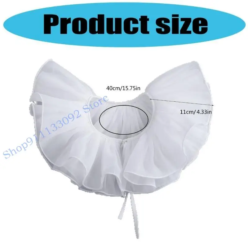 H9ED Halloween Narr Halskrause Kostüm Prop Atmungsaktive Mesh Kragen Cosplay Zubehör Für Erwachsene Kinder Cosplay Kleidung