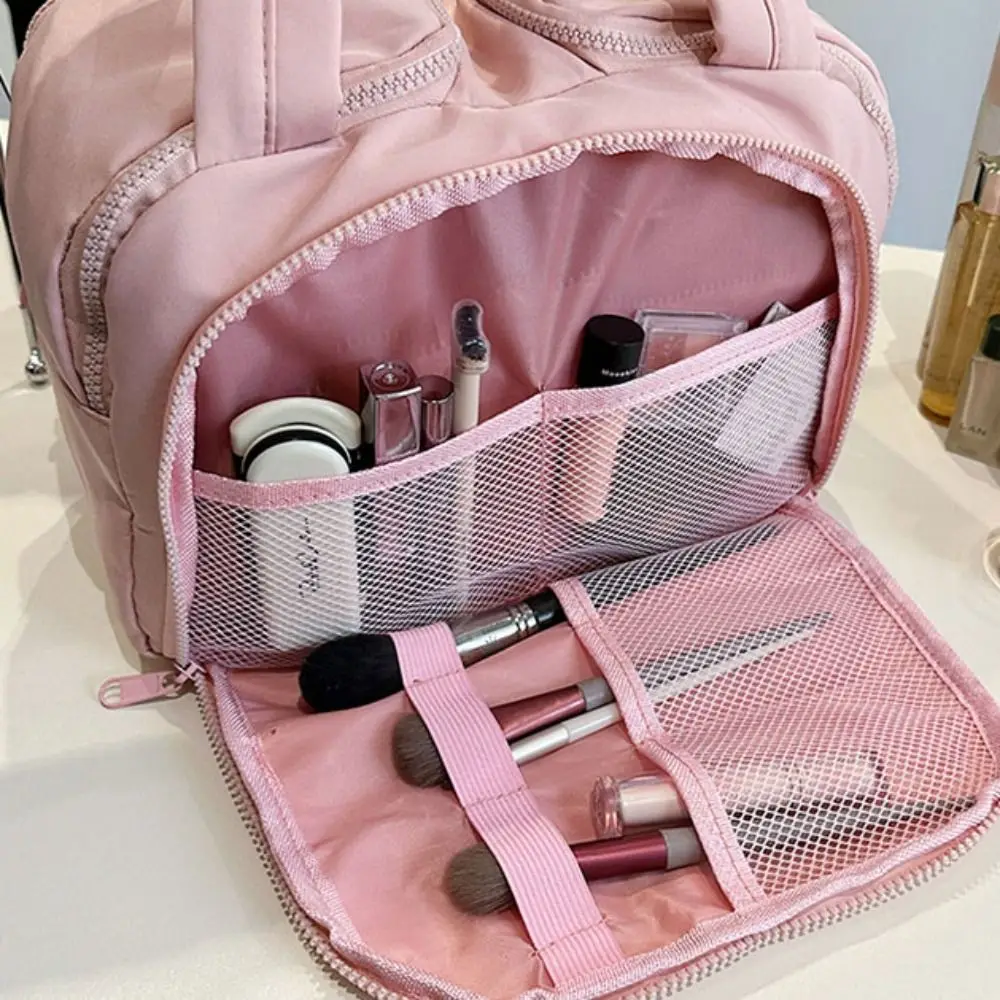 

Soft Kawaii Solid Color Cosmetic Bag Anti-splash Water Cotton Pouches Bag Organizer Multi-layered Handheld Portable Toiletry Bag