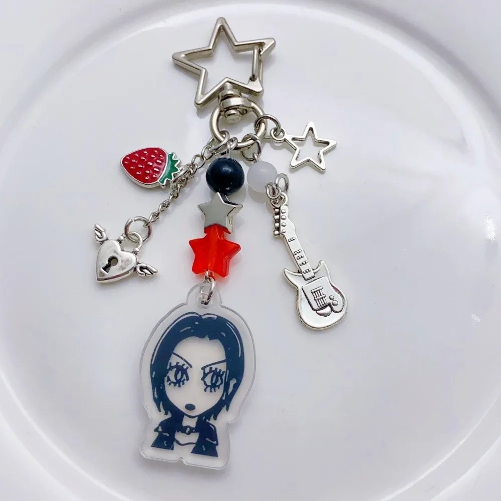 NANA Anime Hachi Comic Matching Anime Keychain Y2K Style Sweet Strawberry Keychain Cool Dark Matching Keychains Couple Jewelry