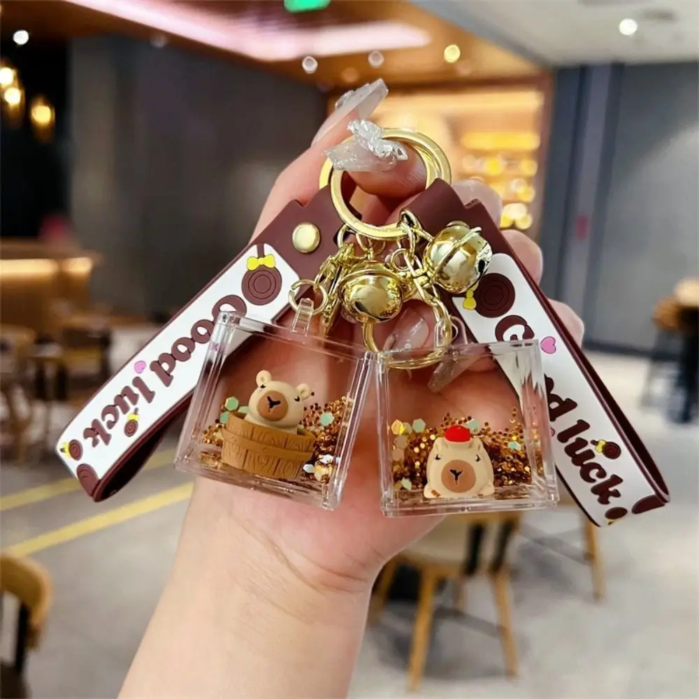 كابيبارا حلقة مفاتيح صغيرة ، كابيبارا زجاجة الرمال المتحركة قلادة ، زجاجة الانجراف