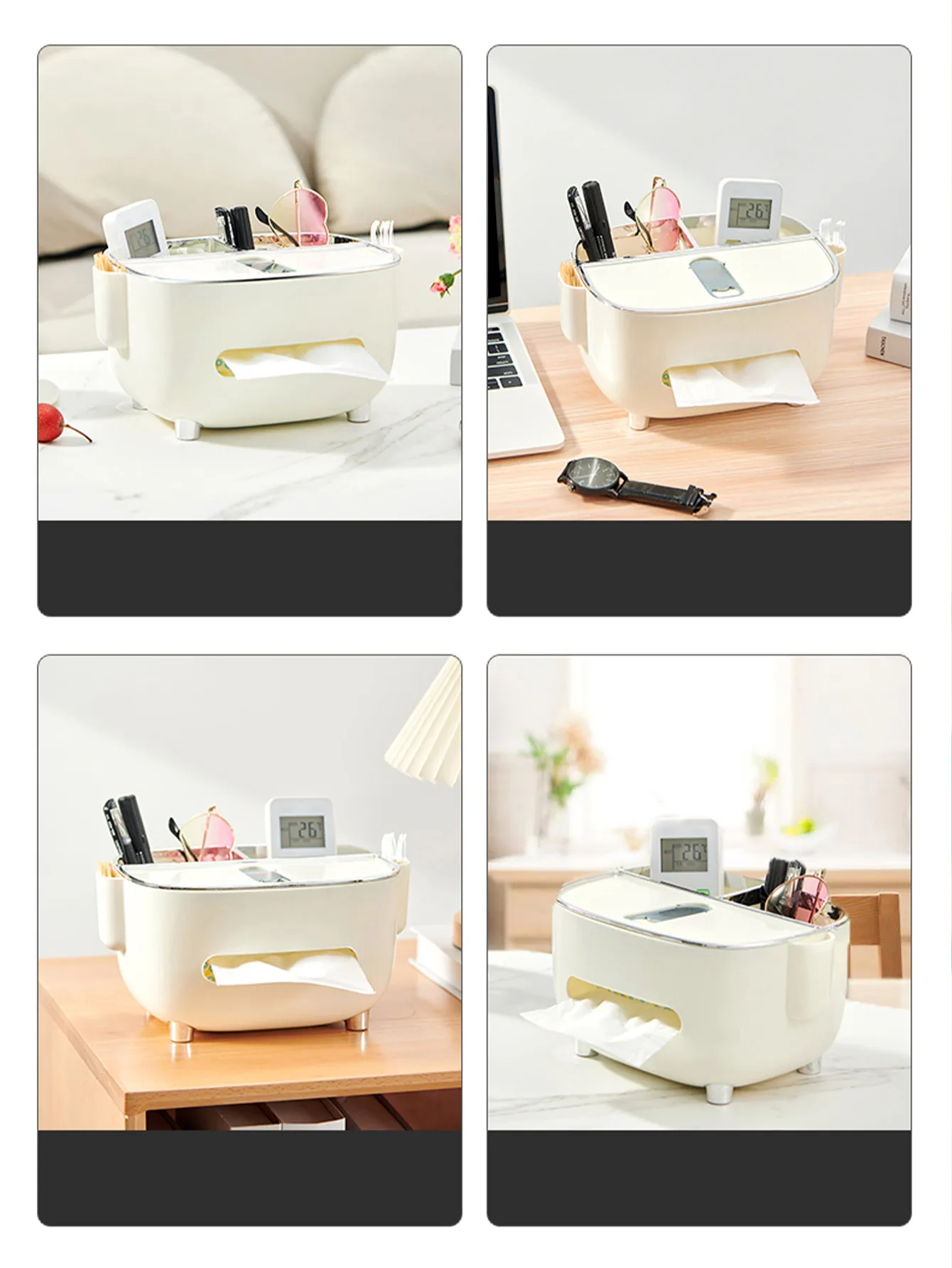 WORTHBUY Multi Functional Tissue Storage Box Napkin Holder Living Room Office Desktop Sundries Organizer Paper Tissue Case