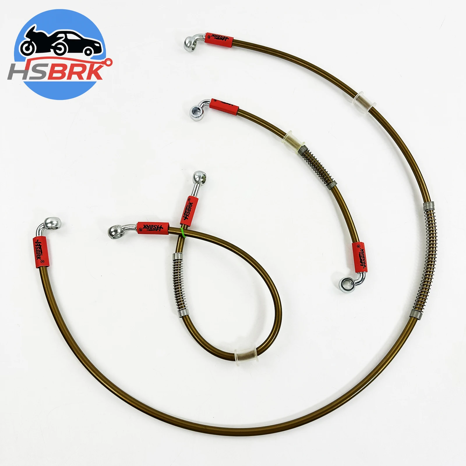 Normal/Side biased Gold Brown Stainless Steel Braided Brake Hose 10-200CM M10 Brake Joint Automotive Motorcycle Modification