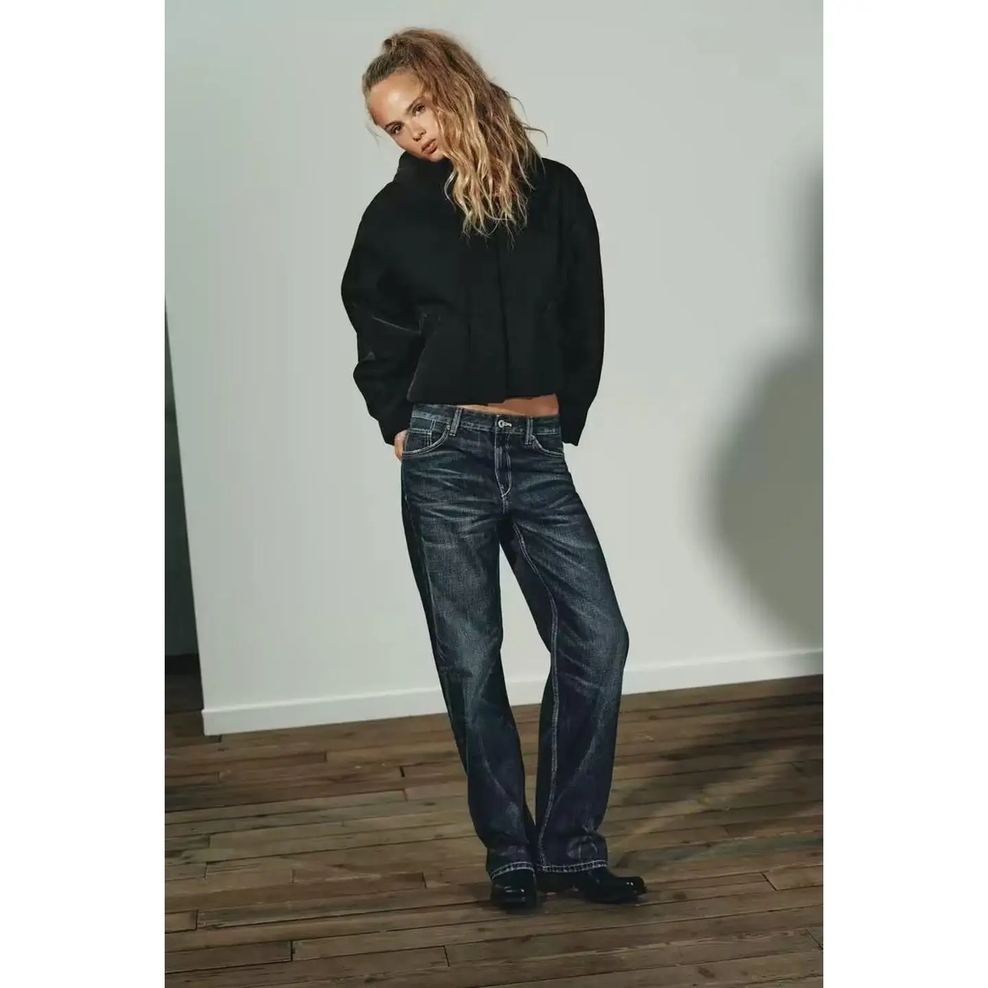 

Autumn Winter Women's Hooded Long Sve Cotton Jaet Coat Artificial Fur Lined Stand Collar Thiened Commute Sle Zipper