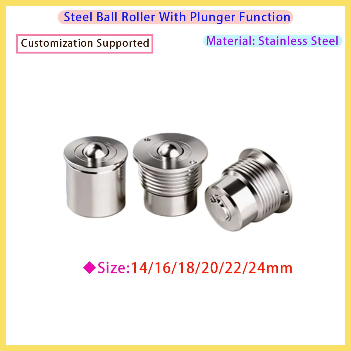 BCHP Press-Fit BCHPT External Thread Spring Ball Transfer Unit Plunger Type Omni Ball Wheel