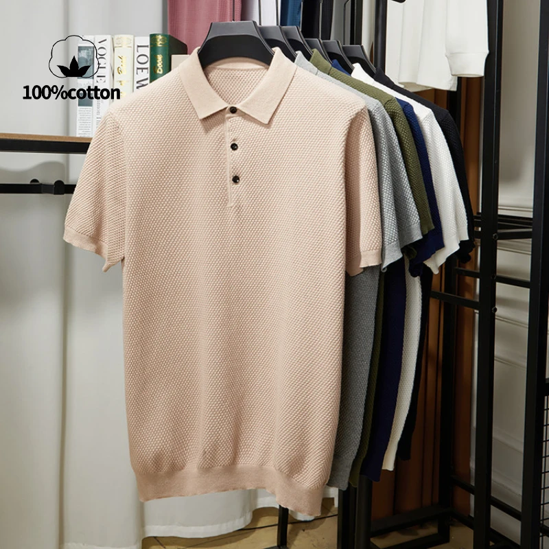 

Men's 100% Cotton Summer Polo Shirt - Breathable Moisture-Wicking Stretch Slim Fit Short Sleeve for Casual & Semi-Formal Wear