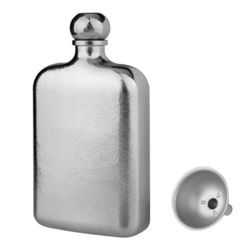 Titanium Flask 230ml With Funnel Ultra-Light Portable Wine Flask Health Selection Whiskey Flask For Men Screw Cap Seal Drink