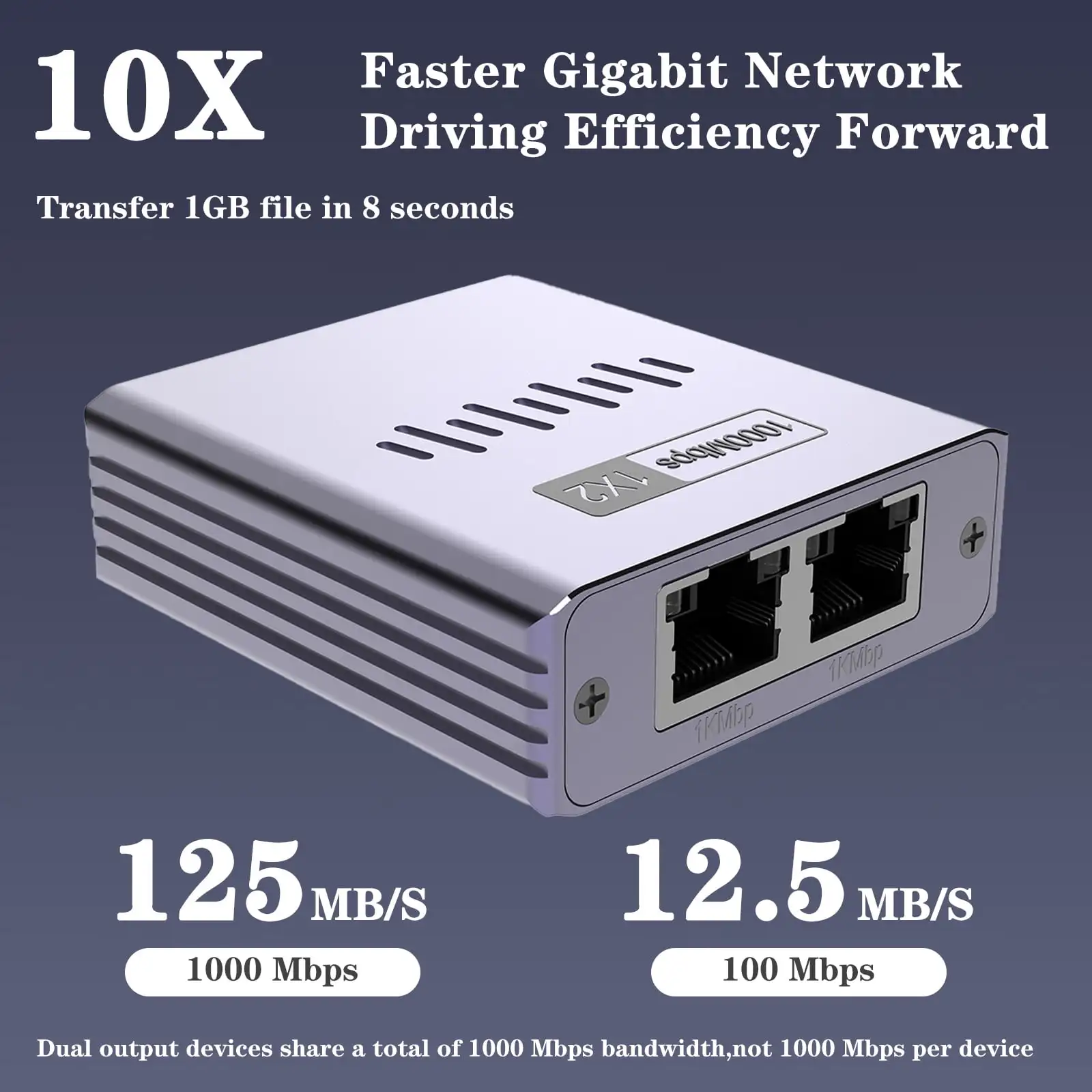 فاصل إيثرنت 1 إلى 2 1000 ميجابت في الثانية عالي السرعة RJ45 الفاصل حافظة ألومنيوم رفيعة للغاية مقسم جيجابت LAN لكابلات Cat5/6/7/8 #3