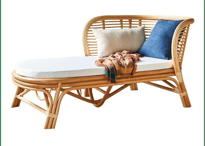 Japanese-style home living room, real rattan woven concubine chair, simple homestay dual-purpose sofa