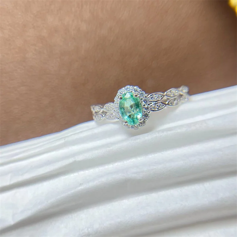 

Genuine Natural Sapphire Ring 925 Silver Gemstone Ring Emerald Ring for Women Girl Lady with Certificate
