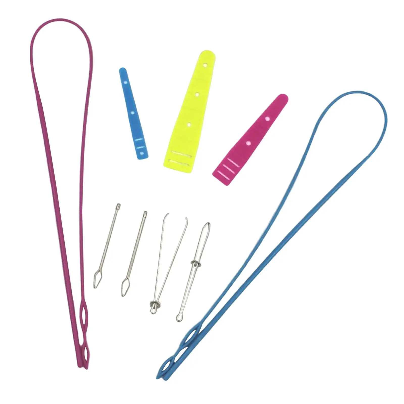 9Pcs Elastic Threader Loop Turner Hook Metal Tweezers String Threader Tools Elastic Band Guide Flexible Drawstring Threader