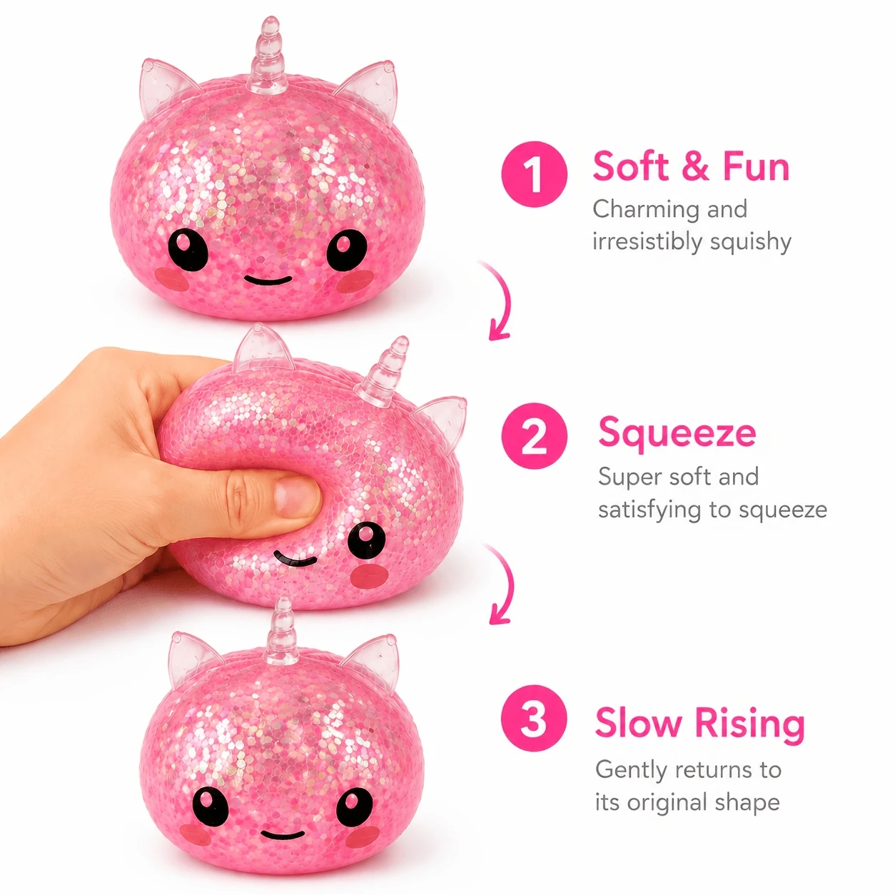 Rainbow Unicorn Dumpling Bun Stress Ball Squeeze Toy Cute Animal Squishy Ball Sensory Fidget Toy Stress Relief Gift for Adults
