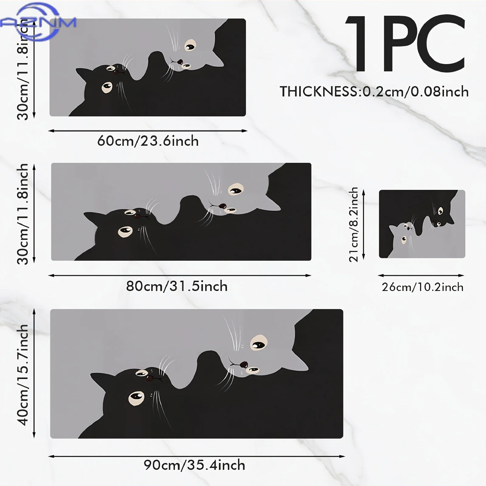 Large Desk Mat Featuring Adorable Black And Gray Cat Design, Made of Soft Rubber, Ideal for Office And Gaming Use
