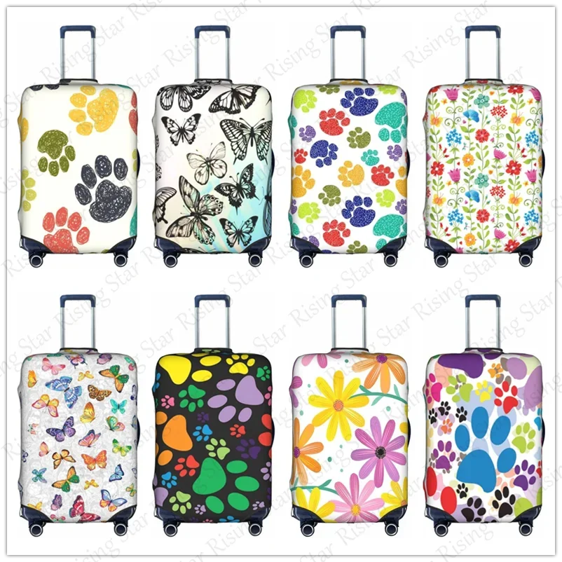 سميكة مرونة الأمتعة الغطاء الواقي سستة ل 18-32 في حقيبة حقيبة غطاء السفر الكلب pawprint زهرة فراشة الملحقات #1