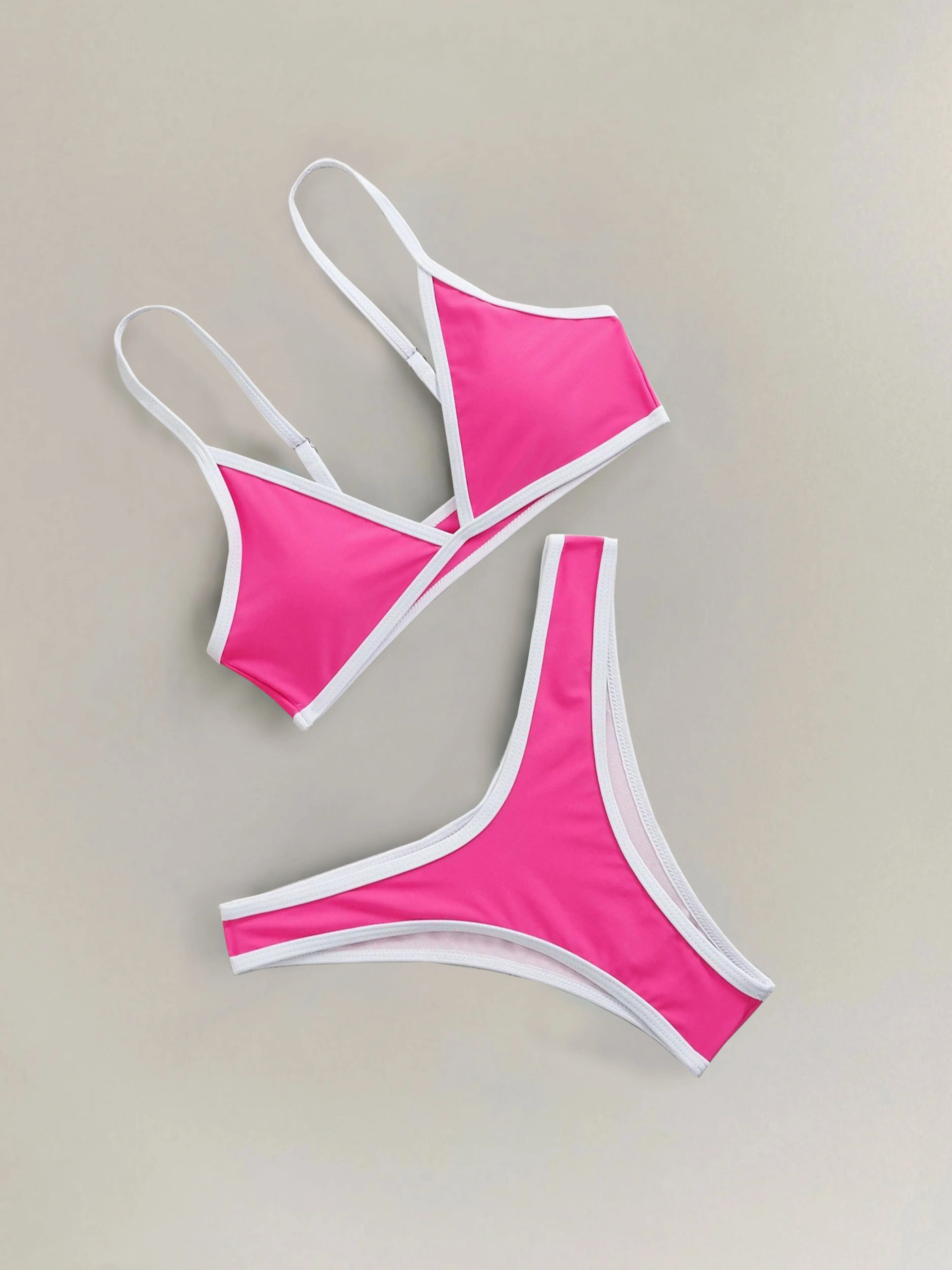 

2025 New Fashionable Women's Two-Piece Swimsuit - Trendy Pink Design Perfect for Summer Beachwear Pool Parties Beach Vacation