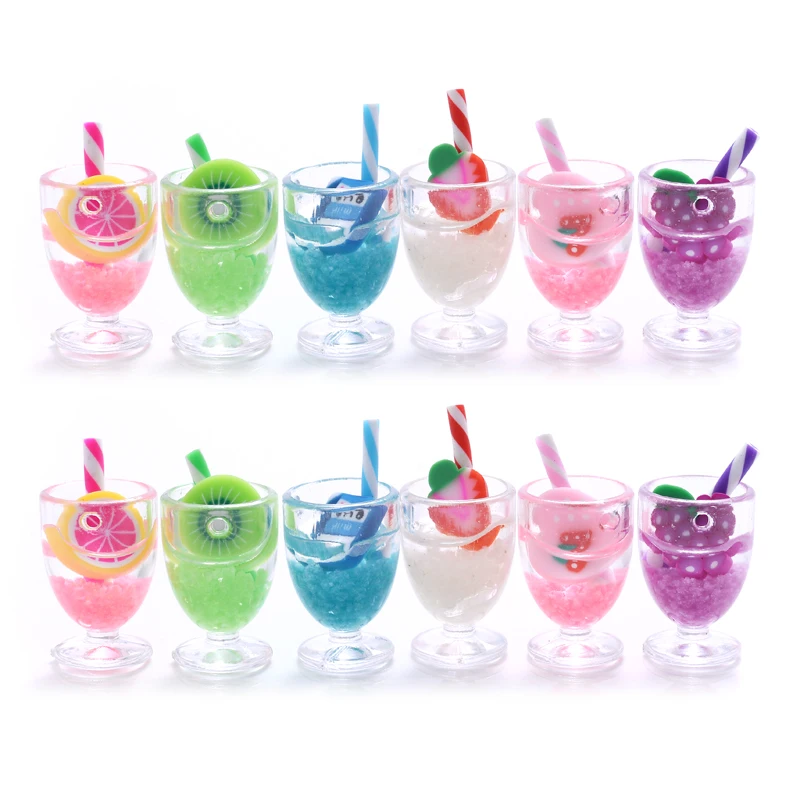 10Pcs Hot Sale Epoxy Resin Drink Cup Pendant Charm Resin Pendant For  DIY Jewelry Making Necklace Bracelet Accessories Wholesale