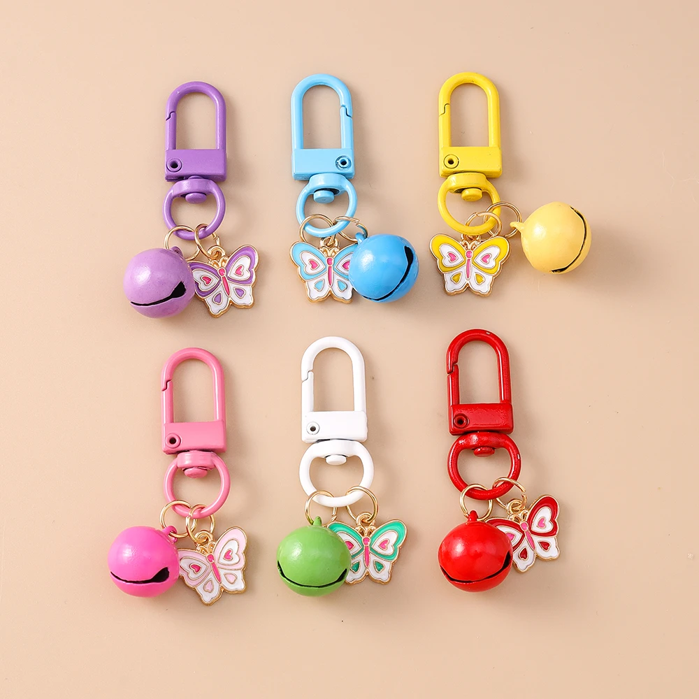 Aihua Bunter Glocken-Schmetterling-Schlüsselanhänger für Kinder und Mädchen, Handtaschenanhänger, Niedliche Schlüsselringe, Geburtstagsparty, Modische Schmuckgeschenke – Detail 2