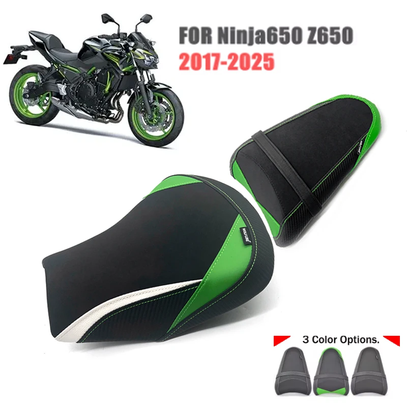 ninja650-z650-motorcycleaccessories-seat-front-rider-rear-passenger-solo-seat-cushion-pad-for-kawasaki-ninja-650-z-650-2017-2025