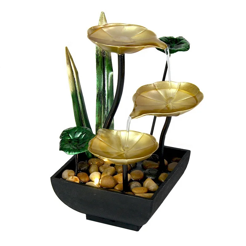 

# Amazom Hot Sale Home Decoration Modern Iron Desktop Indoor Water Fountain With Led Light And Pump Metal Mini Water Fountain