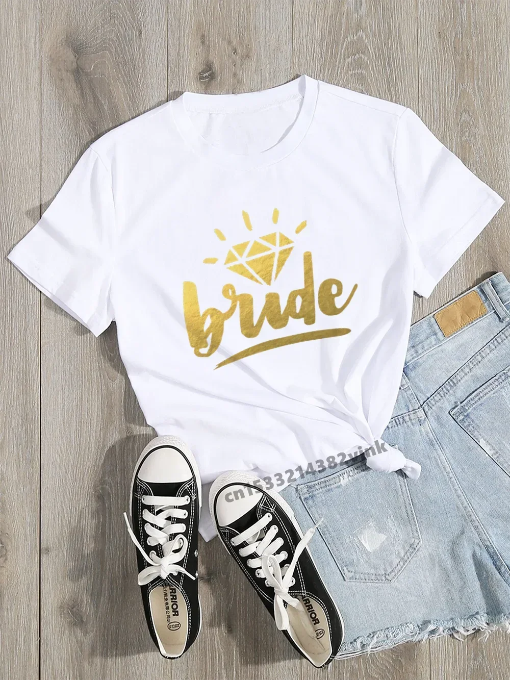 The Bride Team Bachelorette Wedding Party Women Cotton Tee Shirt Casual ladies basic O-collar Pink Short Sleeved T-shirt 2024