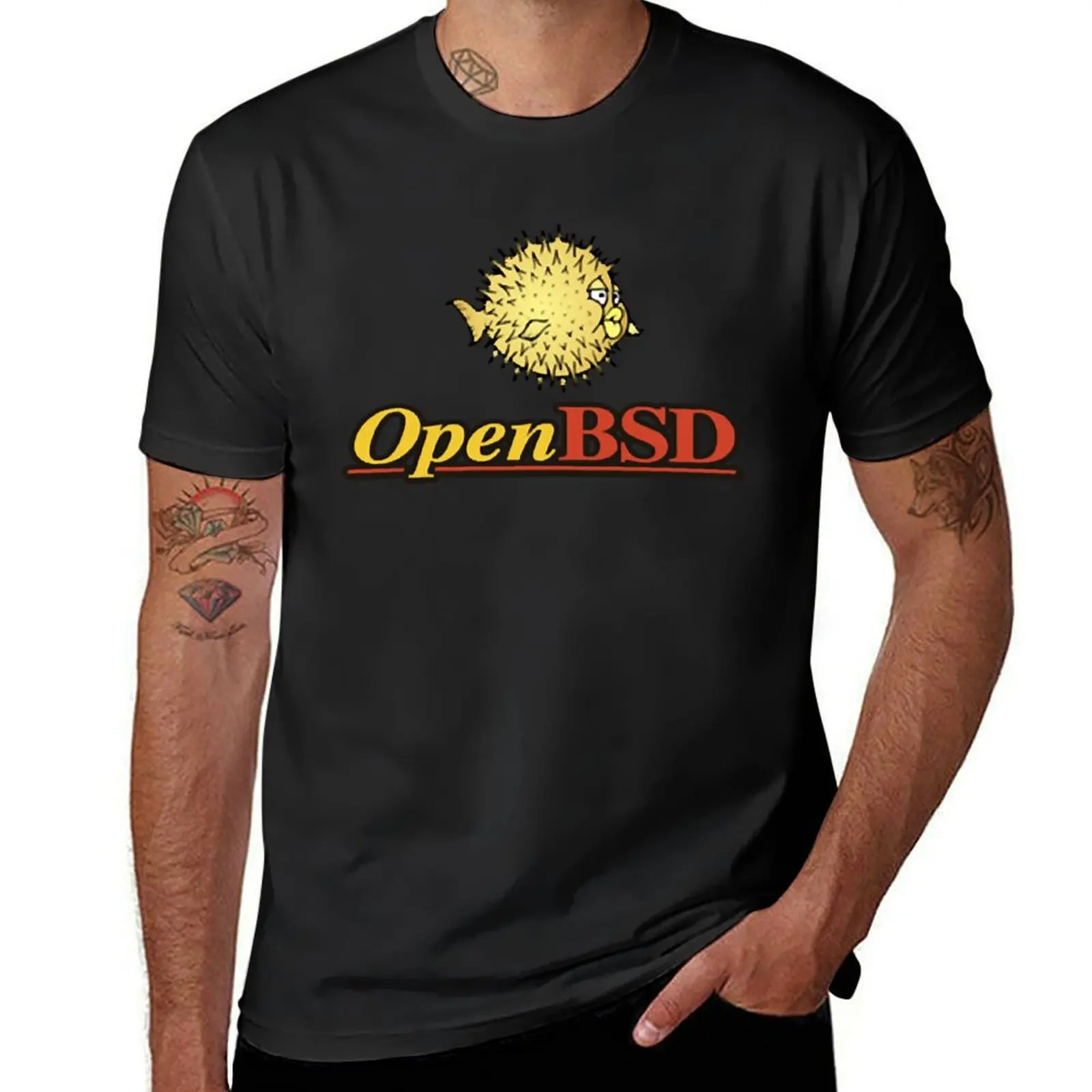 T-Shirt avec Logo Openbsd pour Homme, Vêtement de Grande Taille, avec Imprimé de Dessin Animé