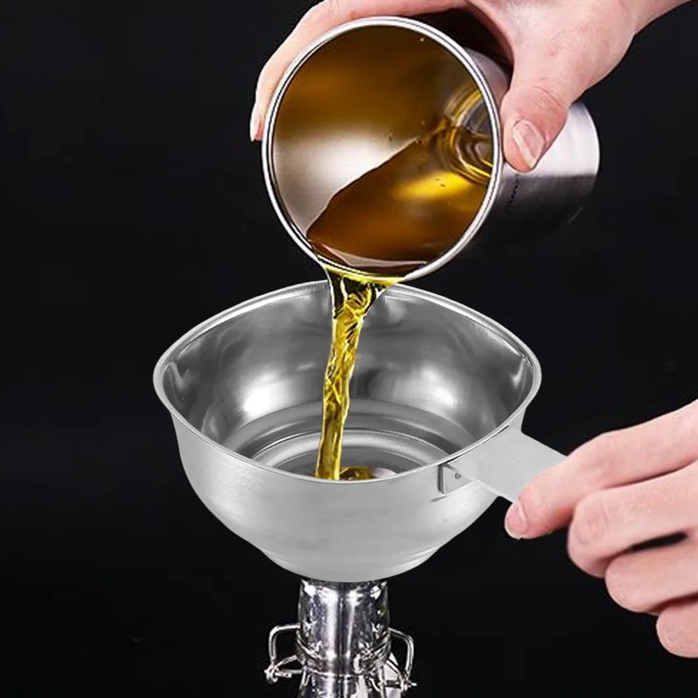 Stainless steel Wide Mouth Funnel With Handle Large Diameter Kitchen Funnel Wide Mouth Easy Carry Canning Funnel Canning Jars