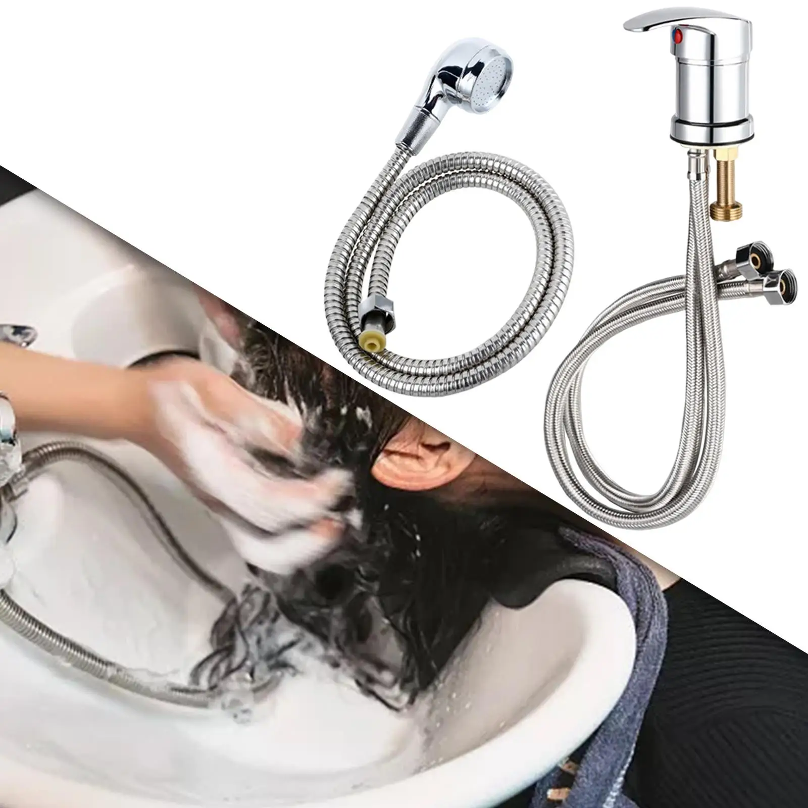 

Faucet and 120cm Spray Hose Kit for Salon Shampoo Bowl Accessory Professional