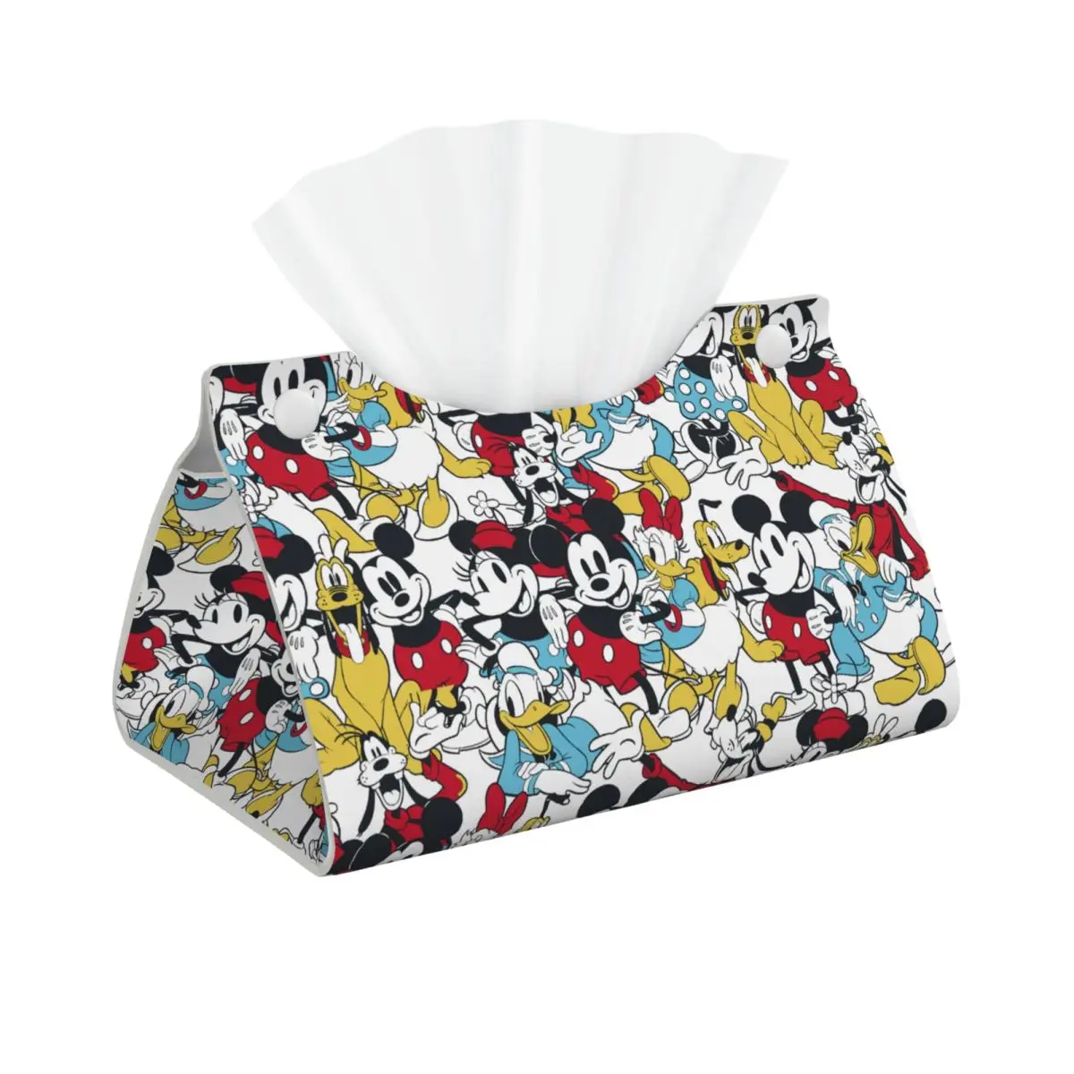 Custom Mickey Mouse And Friends Tissue Box Cover PU Leather Rectangular Cartoon Facial Tissue Box Holder for Bathroom Office