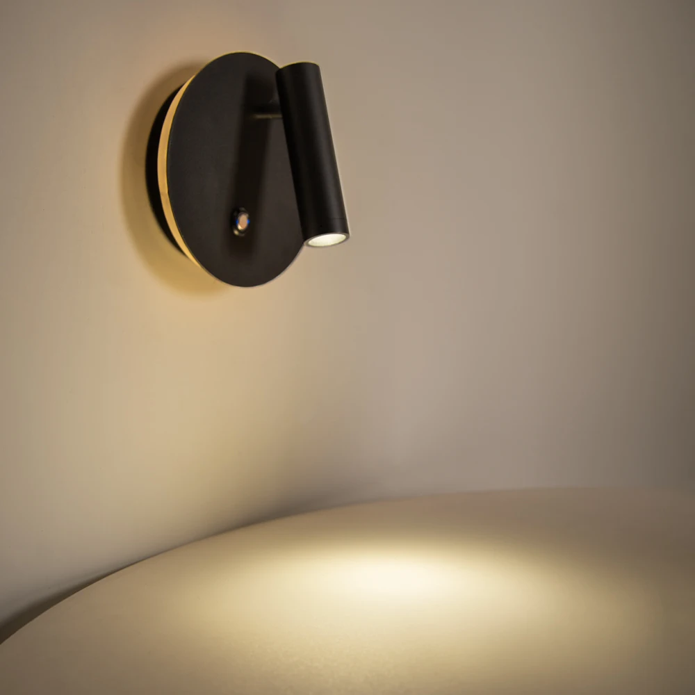 Aisilan LED Nordic Dimmable Wall Lamp 6W with Touch Switch Adjustable Angle and 3-CCT Rotation Wall Sconce for Bedroom Corridor