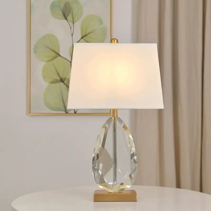 Crystal table lamp, simple model house villa living room bedroom bedside table lamp