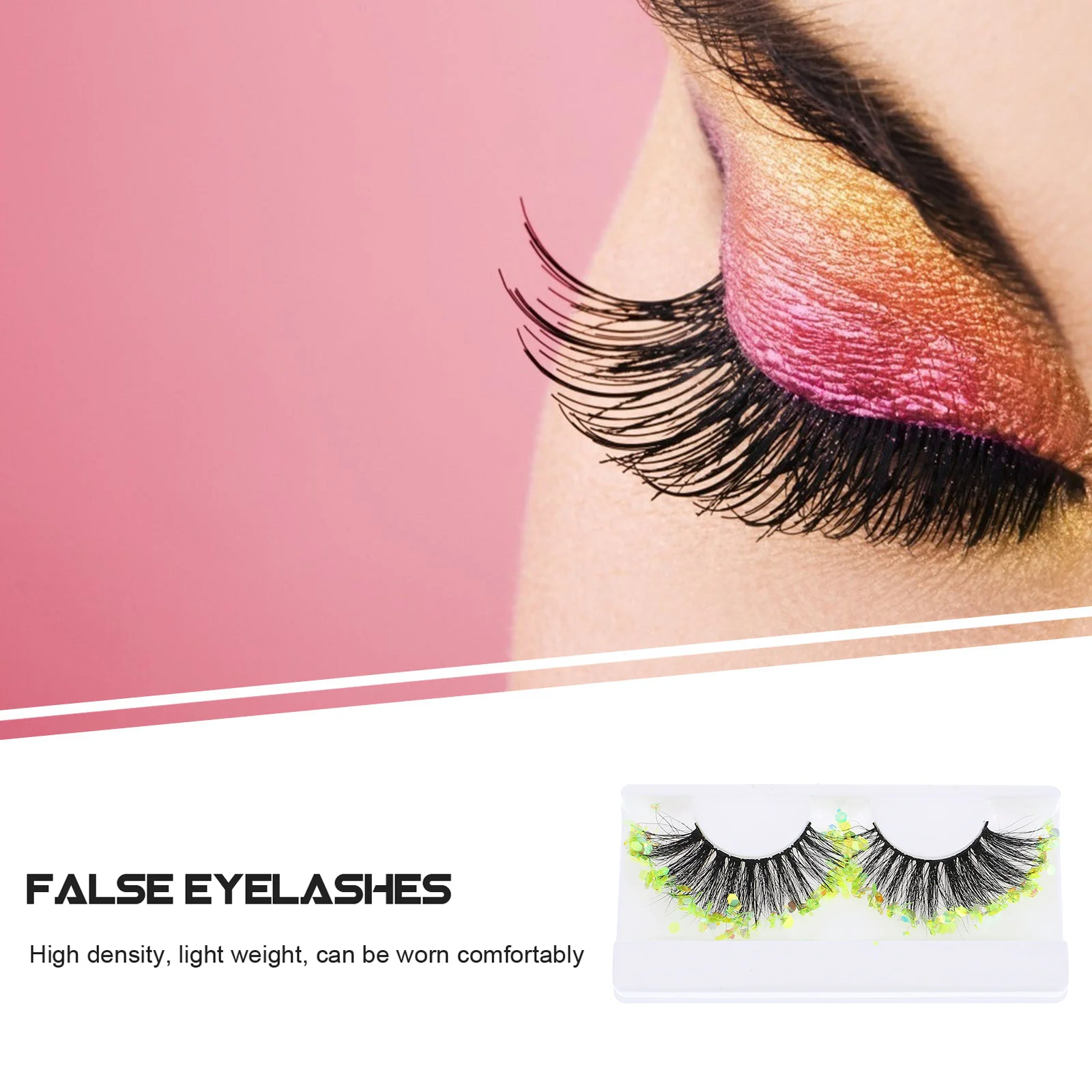 

2Pairs 3D False Eyelashes Sequins Extension Eyelashes Handmade Party Eye Decors Natural Volume Makeup Sequins Fake Lashes