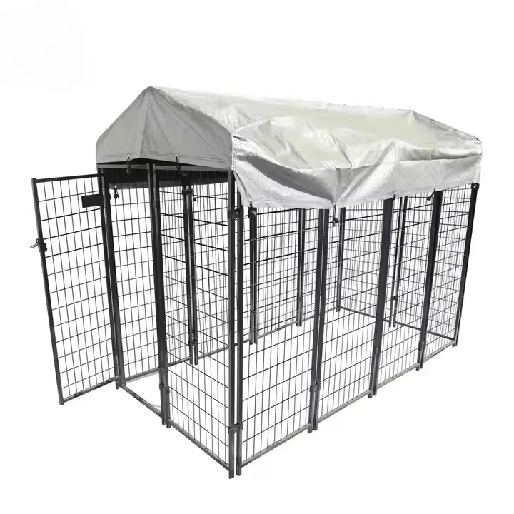 Galvanized Black Dog Cage Durable and Outdoor Dog Kennel Running Pet Furniture Large Pet Animals Cage Puppy Fence