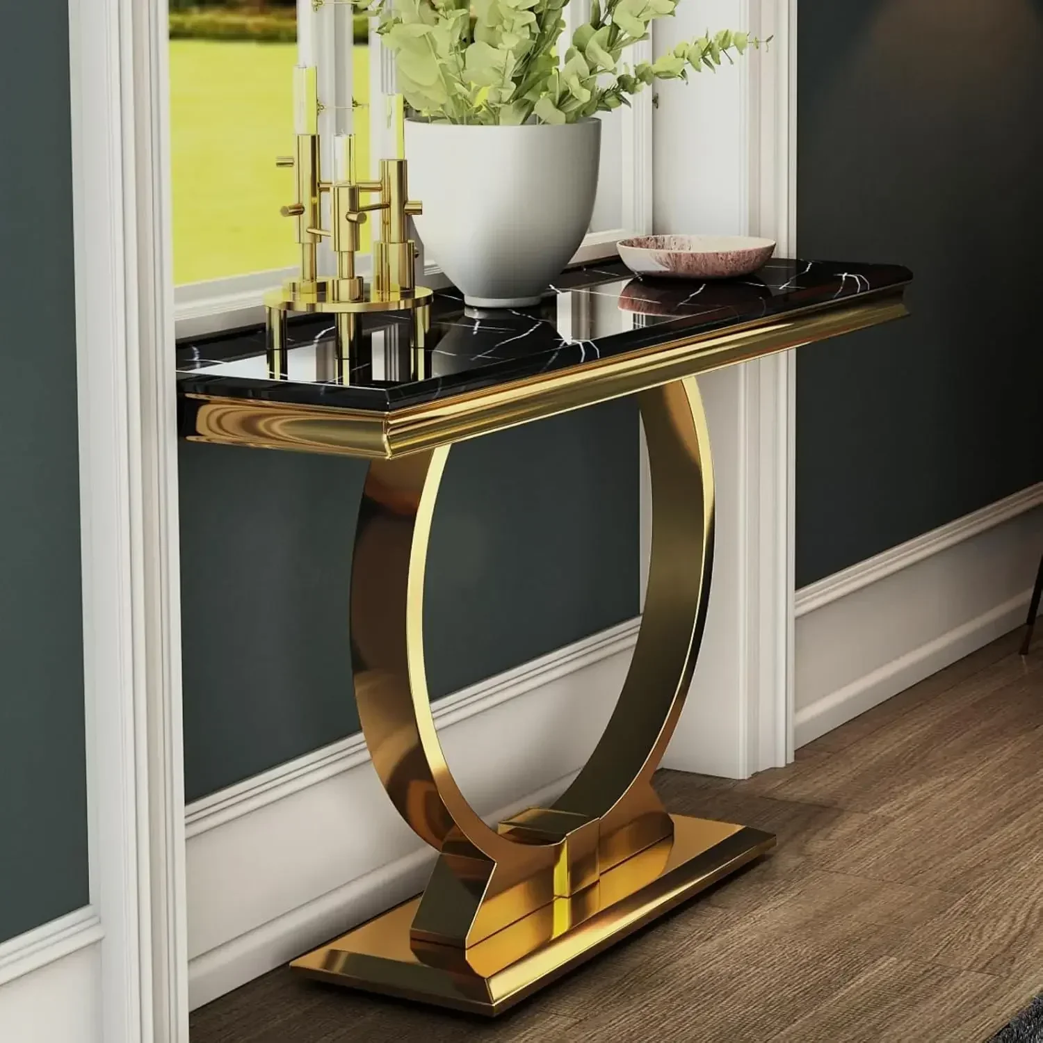 [New Arrival, Limited Stock!]Black Gold Console Table, 50