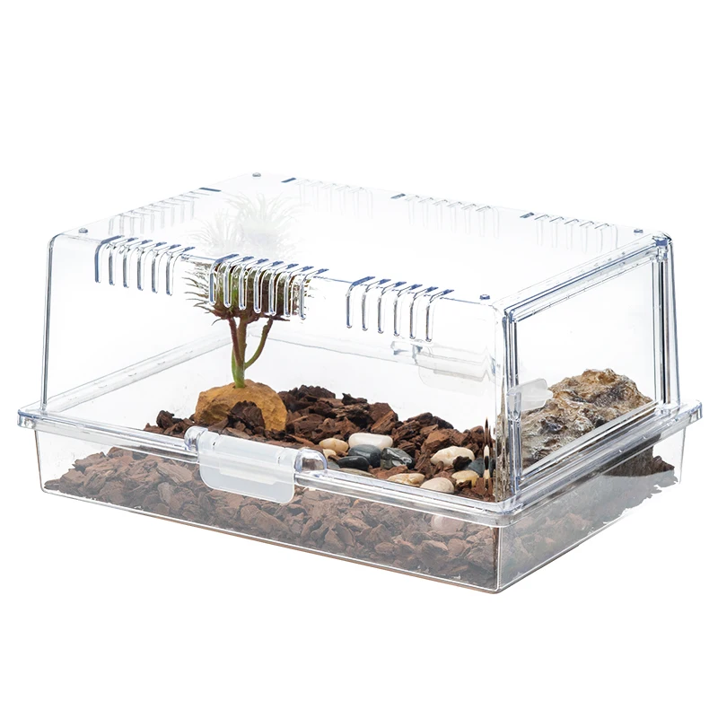 

36*25.5*17cm Small Reptile Cage Snake Breeding Rack Transparent Plastic Terrarium For Reptiles Snake Gecko