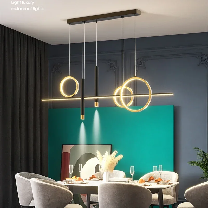 

Restaurant Lights Nordic Chandeliers Light Luxury Minimalist Dining Room Tables Bar Counter Designers Minimalist Strip Lighting