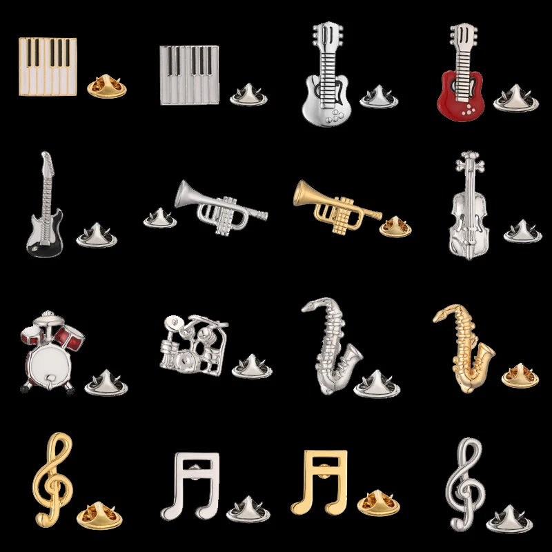 

Men's brooch note music equipment saxophone piano guitar and violin design Suit coat lapel pin women's hat backpack badge