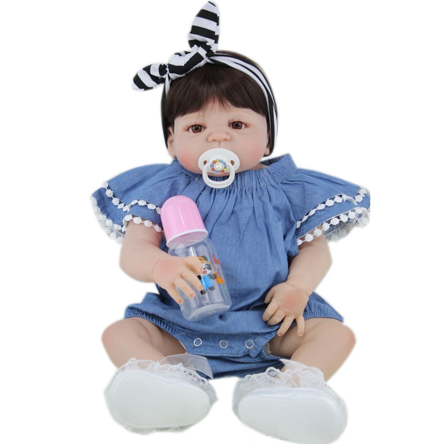 

BZDOLL 55 CM Full Silicone Body Reborn Baby Doll Like Real 22inch Newborn Girl Princess Babies Bathe Toy Kid Gift