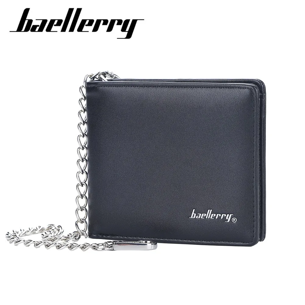 Baellerry Men's Pu Wallet with Detachable Chain, Multi - Card Slots & Double Bill Slot, Fits Driver's License/ID Card