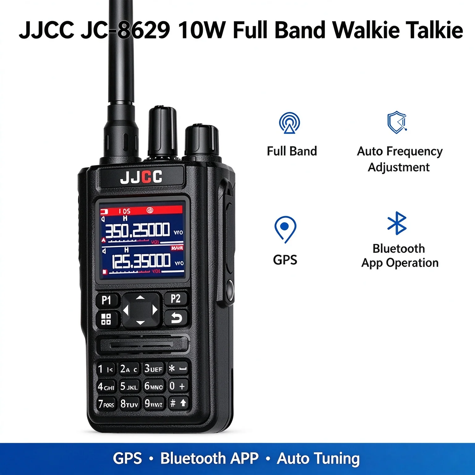 Sale JJCC JC-8629 With GPS Bluetooth Two Way Radio 10W Full Band Walkie Talkie + USB