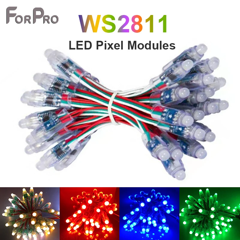 1000pcs 12mm WS2811 2811 IC Full Color Pixel LED Module Light DC 5V input IP68 waterproof RGB color Digital