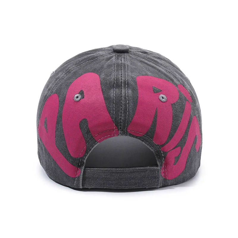 New Spring Washed Distressed Soft Top Printed Baseball Cap, Fashion Versatile Outdoor Casual Sun Protection Hat