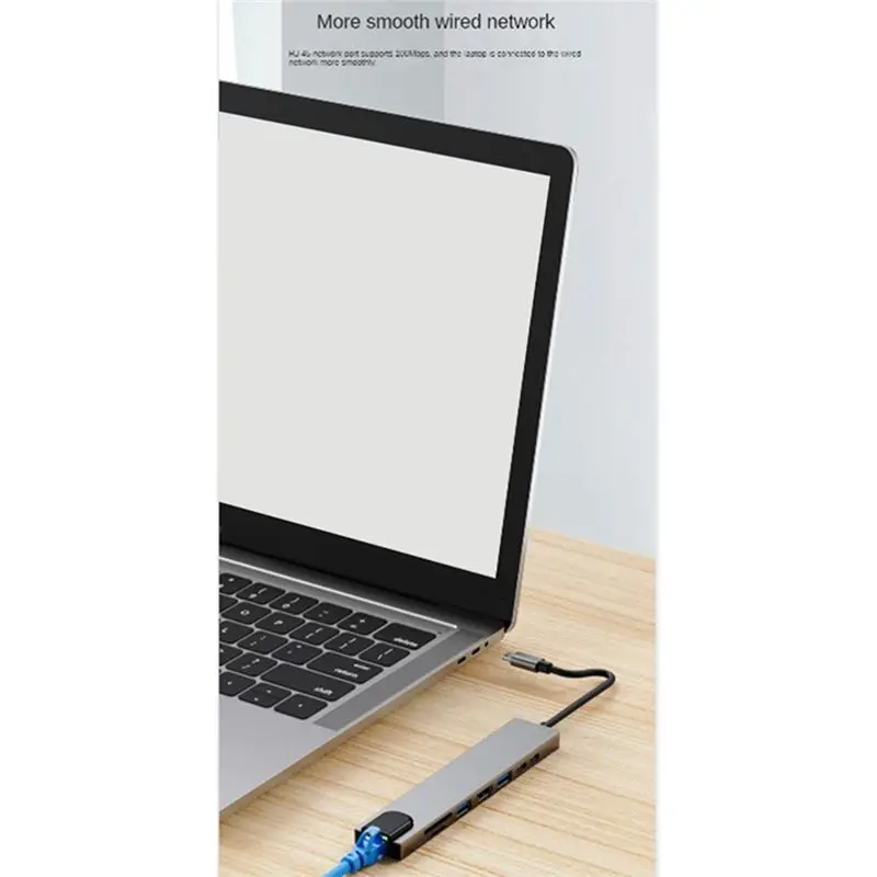 

USB-хаб Type-C с поддержкой 4K HDMI, Ethernet RJ45, слотами SD/TF, быстрой зарядкой PD и портами USB-C для передачи данных