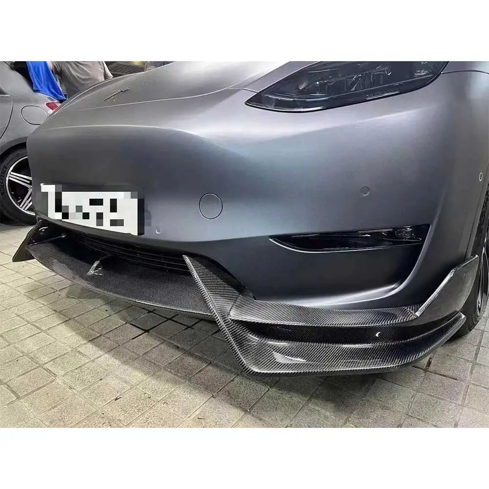 Model Y Carbon Fiber Front Bumper Chin Lip Spoiler for Tesla 2020-up